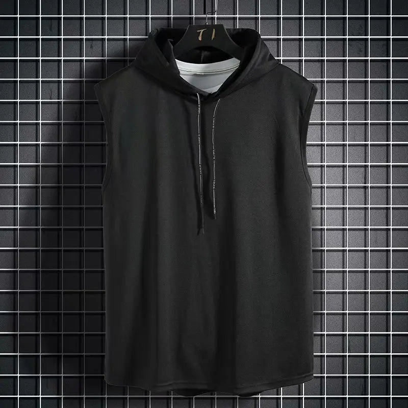 Pull débardeur sans manches à capuche