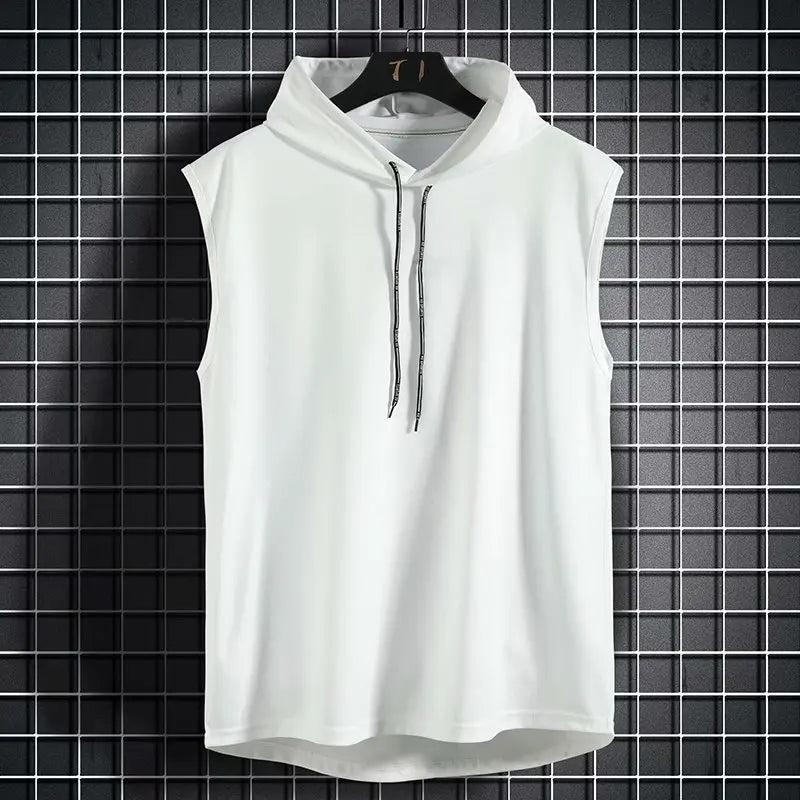 Pull débardeur sans manches à capuche