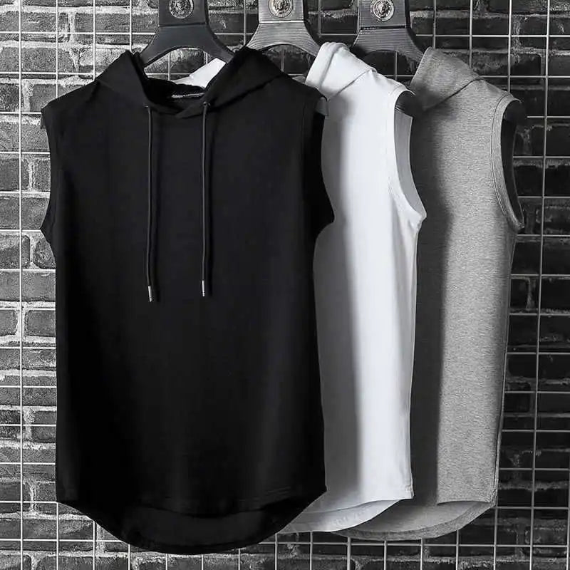 Pull débardeur sans manches à capuche
