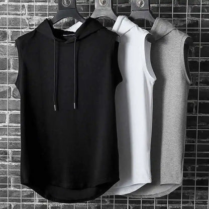 Pull débardeur sans manches à capuche