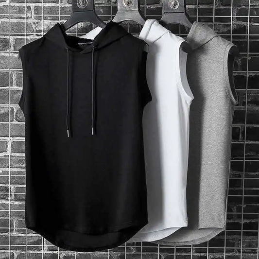Pull débardeur sans manches à capuche